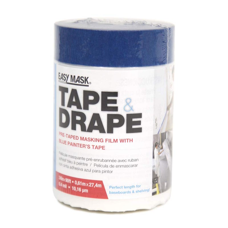 Trimaco Easy Mask Tape & Drape Pre-Tape Masking Film with 14 day Blue PerfectEdge Tape, 24-Inch x 90-Feet - Image 1